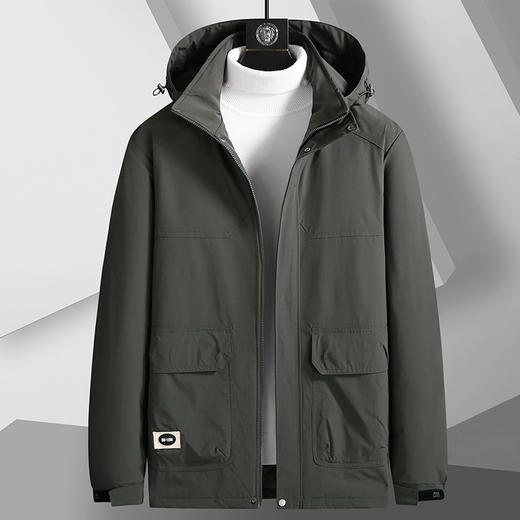 【圈】可拆卸帽【新款DK】大依优型大码多色加棉工装棉服加肥加大外套胖子大号外套上衣男士保暖 商品图1