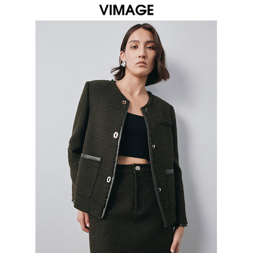 VIMAGE纬漫纪冬季新款气质修身显瘦时尚小香风外套V2003623 商品图3