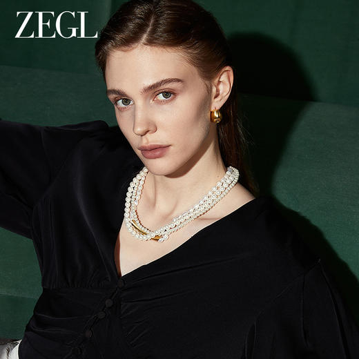 ZEGL法式巴洛克大珍珠毛衣项链女轻奢小众2023新款爆款叠戴锁骨链 商品图1