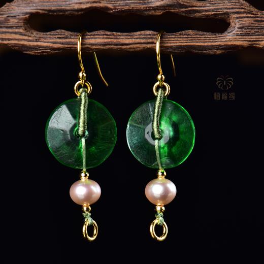 【绿影】绿琉璃珍珠耳坠   zx2310055 商品图2