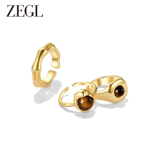 ZEGL法式虎眼石开口戒指女小众设计时尚个性2023年新款指环食指戒 商品图0