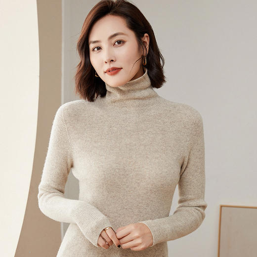 Avann 一线成衣无缝半高抽条/抽条V领/抽条高翻领100%羊毛衫 商品图13