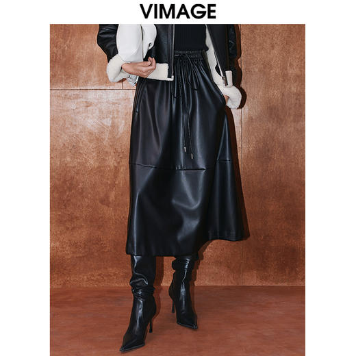 VIMAGE纬漫纪冬季新款高腰时尚通勤显瘦a字半身裙V2006627 商品图2