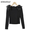 oldcolour设计感小众T恤秋季新款薄款长袖短款上衣女O33023318 商品缩略图1