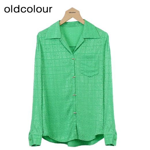 oldcolour印花长袖衬衫秋季新款百搭通勤宽松长袖上衣女O32013261 商品图1
