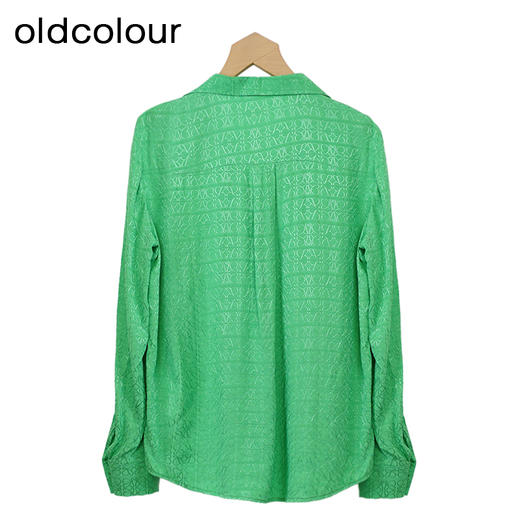oldcolour印花长袖衬衫秋季新款百搭通勤宽松长袖上衣女O32013261 商品图3