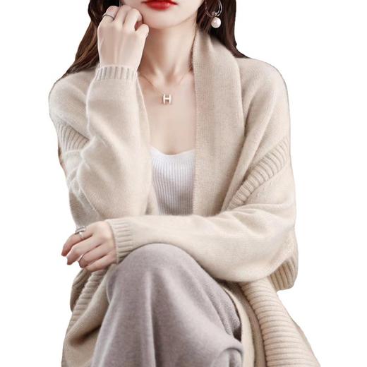 加厚披肩开衫羊毛衫落肩袖无扣开衫斗篷披肩外套QH-D167 商品图4