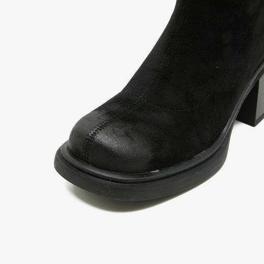 西遇超长过膝靴女新款秋冬显瘦弹力绒面长筒靴粗跟厚底长靴子D0034379 商品图5