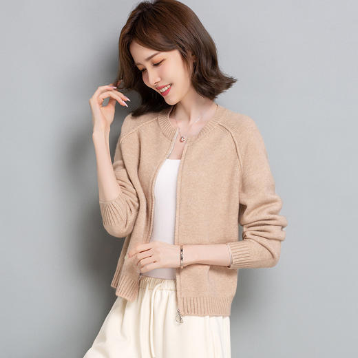 时尚洋气短款，高腰拉链棒球服针织开衫外套CC-tbrk-23180 商品图0