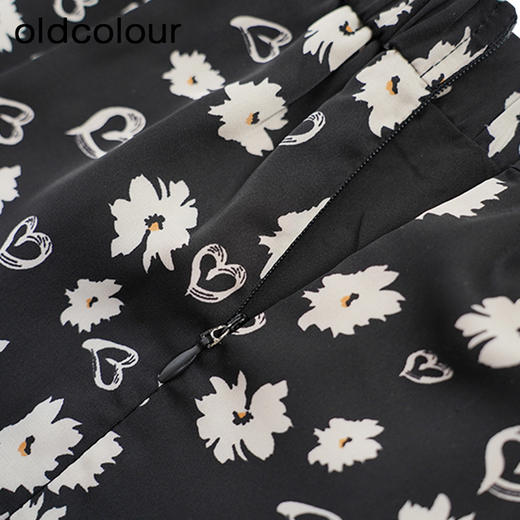 oldcolour碎花半身裙秋季新款复古高腰A字显瘦中长裙GO31063851 商品图3