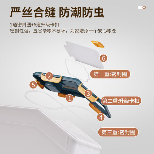 【大容量密封储粮桶！一箱多用】家用厨房米桶防潮防虫密封加厚米缸塑料米桶箱；严丝合缝 防潮防虫；省空间 取物品方便 余量一目了然 耐高温无异味，食品安心存放 商品图2