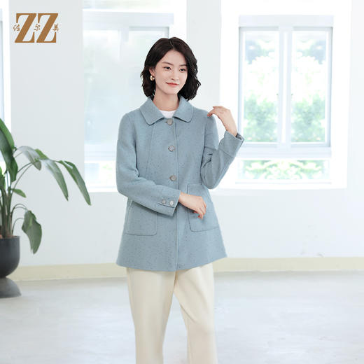 佐尔美秋冬新款 气质优雅鳞片羊毛双面呢大衣女E14SM08 商品图3