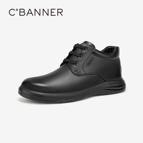 千百度男鞋秋季皮鞋男士真皮商务正装休闲加厚保暖舒适A23503113