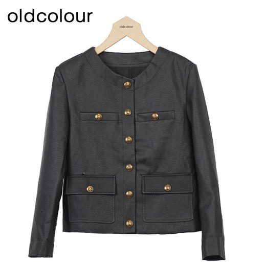 oldcolour美式复古皮衣帅气时尚直筒小个子短款外套女O34041439 商品图0