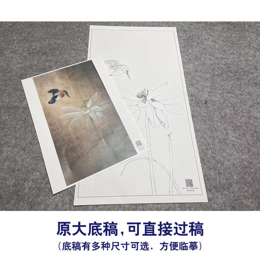 【大彩图】李晓明工笔画白描底稿《独舞晨风中》荷花临摹勾线花鸟线稿K080 商品图1