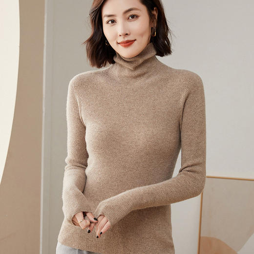 Avann 一线成衣无缝半高抽条/抽条V领/抽条高翻领100%羊毛衫 商品图14