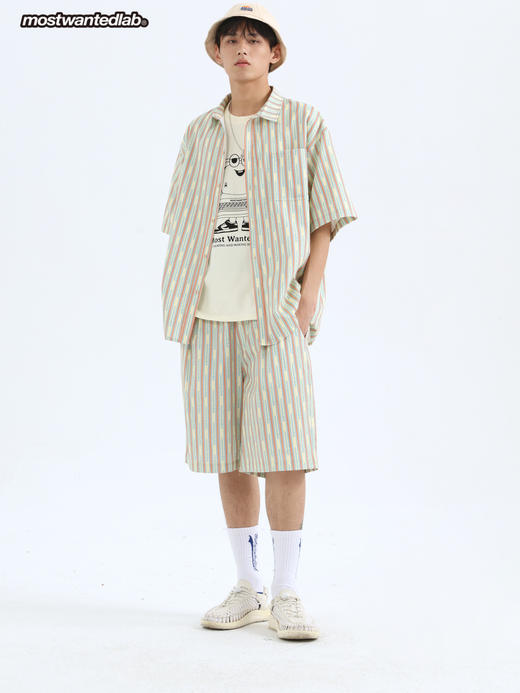 mostwantedlab彩虹MWL-2212061/撞色条纹印花五分裤 商品图3