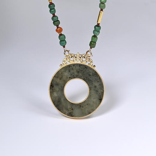 战国和田青玉璧+琉璃珠项链 商品图2