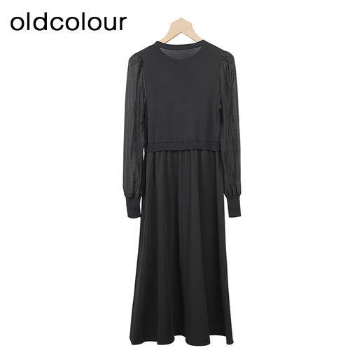 oldcolour长袖针织连衣裙秋季新款A字宽松圆领中长裙女O32106219 商品图1