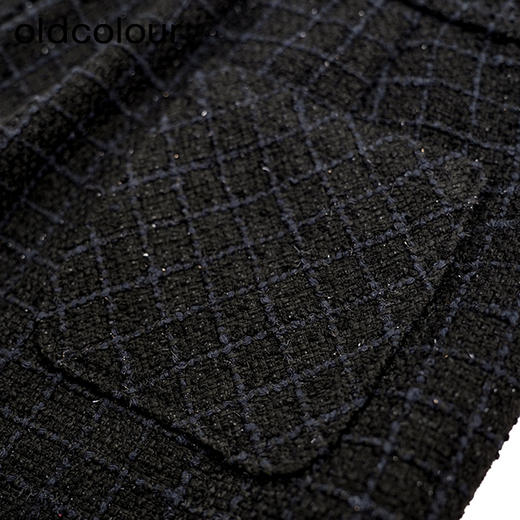 oldcolour黑色格子休闲裤秋季新款直筒宽松复古长裤女O34073462 商品图4