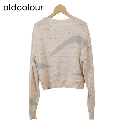 oldcolour设计感镂空针织衫秋季新款简约短款套头毛衣女O34052456 商品图3