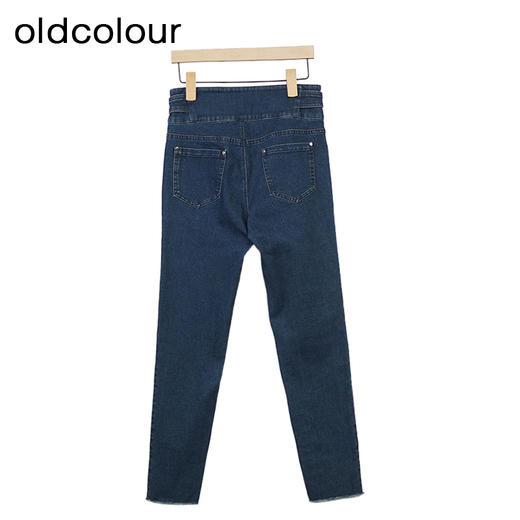 oldcolour高腰气质牛仔裤秋季新款修身显瘦直筒长裤女O33113145 商品图4