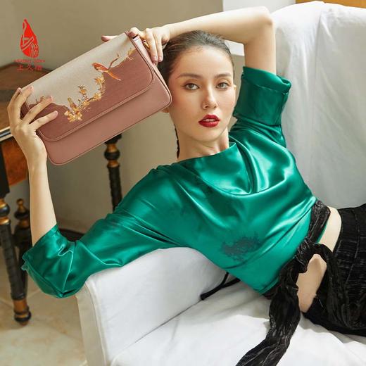 SAINTJOY/上久楷 宋锦斜背包  鹊上枝头 BWW22A1401 商品图0