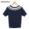oldcolour撞色短袖针织衫秋季新款休闲海军领套头衫女GO31052853 商品缩略图3