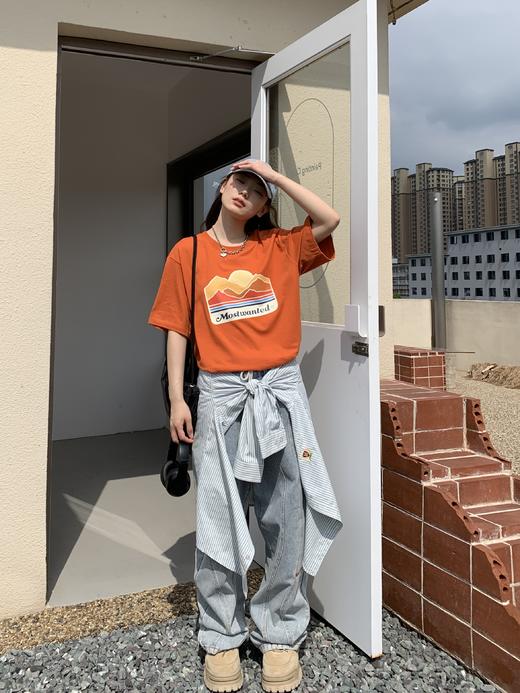 mostwantedlab彩虹/MWL-2312048/风景画石头拉浆印花短袖 商品图0