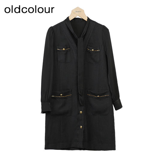 oldcolour小香风连衣裙秋季新款飘带气质高级感短裙女O33103380 商品图0