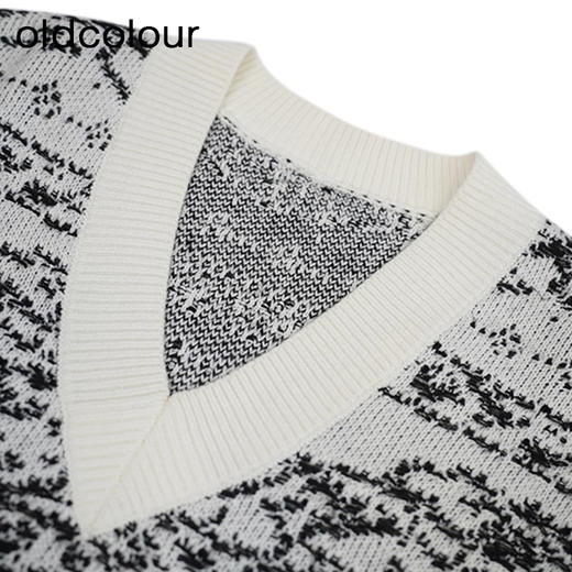 oldcolour复古V领背心秋季新款气质毛边套头针织衫女O34051428 商品图4