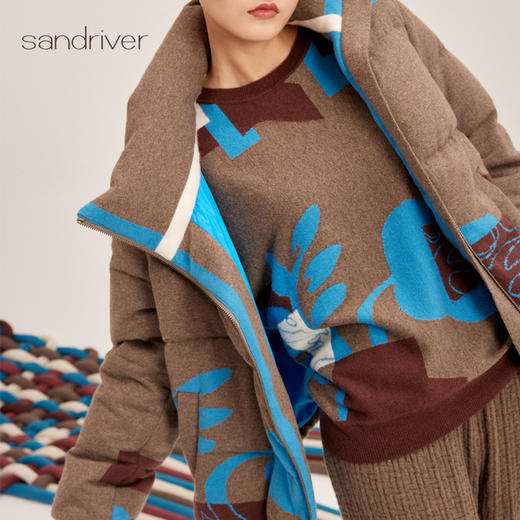 女款针织羊绒嵌花羽绒外套SJF95W473K 商品图1