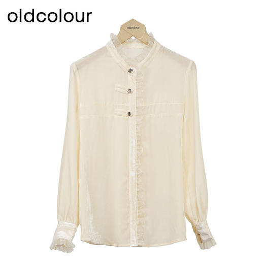 oldcolour米白色长袖衬衫秋季新款气质通勤宽松上衣女O34013468 商品图0