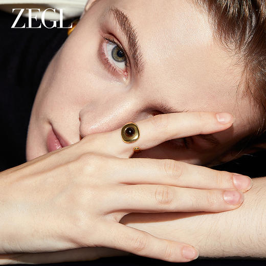 ZEGL法式虎眼石开口戒指女小众设计时尚个性2023年新款指环食指戒 商品图5
