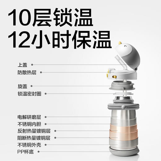 babycare300mL小企鹅保温杯 （莱莎粉/季风灰） 商品图3