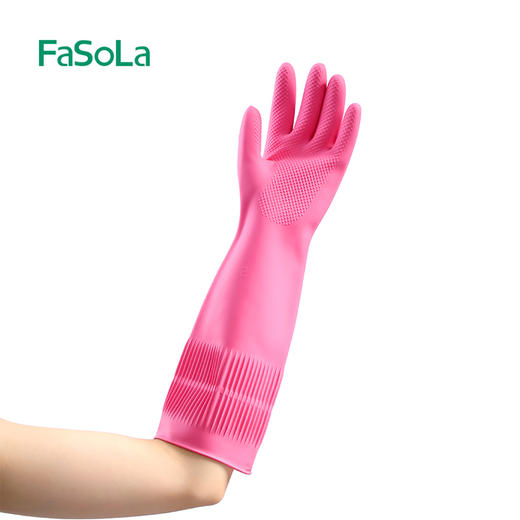 FaSoLa洗碗手套女厨房家用家务清洁防水橡胶皮耐用型洗衣服乳胶 商品图10