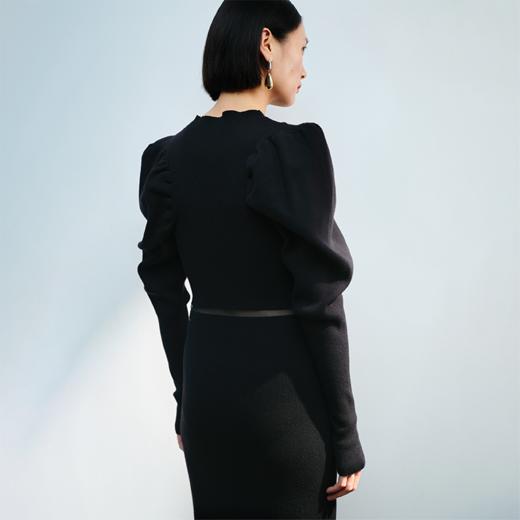 LIYIHAN 泡泡袖毛织连衣裙 Y233M04390 商品图3