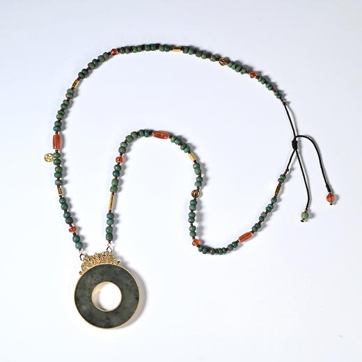 战国和田青玉璧+琉璃珠项链 商品图0