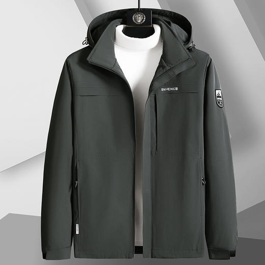 【圈】可拆卸帽【新款DK】大依优型大码多色加棉休闲棉服加肥加大外套胖子大号外套上衣男士保暖 商品图2