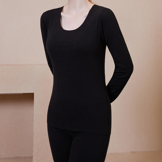 特价 洁丽雅260克阳离子女士保暖套装舒适圆领轻薄保暖贴身秋衣秋裤女 商品图1