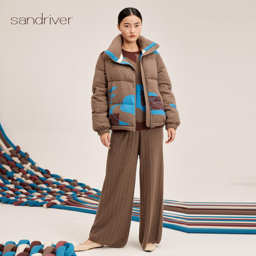 女款针织羊绒嵌花羽绒外套SJF95W473K 商品图4