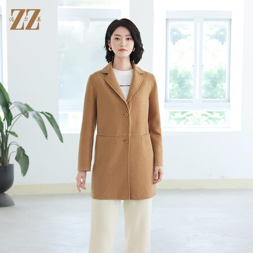 佐尔美秋冬新款 气质优雅鳞片羊毛双面呢大衣女E14SM09 商品图0