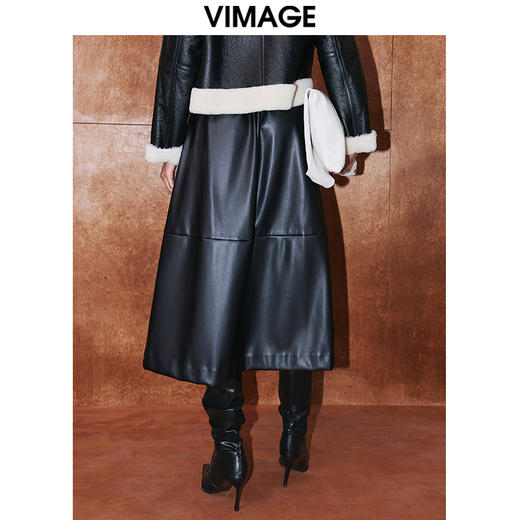 VIMAGE纬漫纪冬季新款高腰时尚通勤显瘦a字半身裙V2006627 商品图4