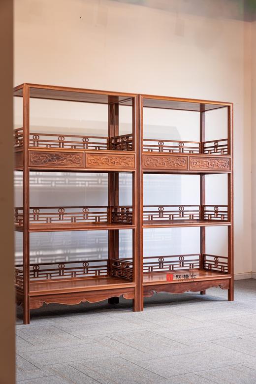 红桥红  家具严选  缅甸花梨（大果紫檀）【178 上博复刻品字栏杆 书架】 商品图1