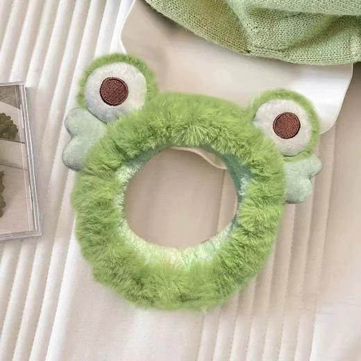 【网红明星同款发箍！青蛙发饰】毛绒大眼睛青蛙可爱卡通头箍发饰；弹性大 不夹头；搞怪卡通青蛙爱心毛绒发箍特价清仓 商品图2