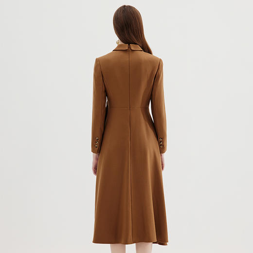 EITIE爱特爱冬季新款时尚修身经典翻领百褶A字裙摆拼接连衣裙7207922 商品图4