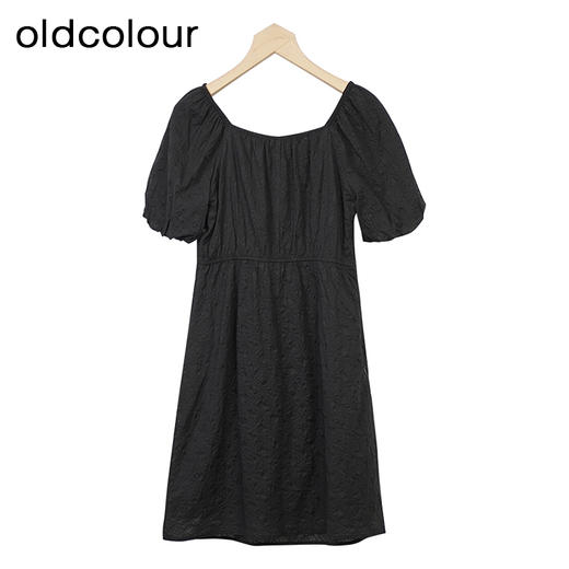 oldcolour甜美泡泡袖洋装春秋季新款A字显瘦纯棉短裙GO31101818 商品图3