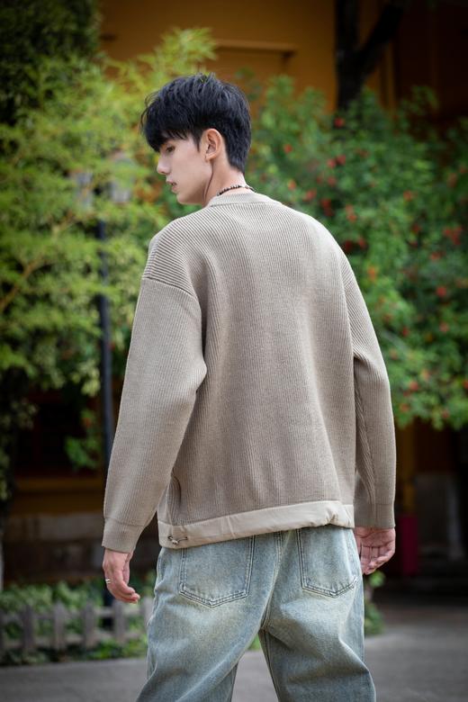 W332843188拼接圆领套头针织衫 商品图6