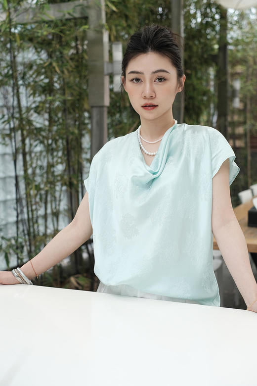 盛唐牡丹 |真丝提花荡领上衣 商品图12