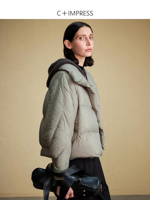 西嘉C+IMPRESS/西嘉短款绗缝高端鹅绒羽绒服女冬季小个子廓型设计保暖YRF2304102 商品图1